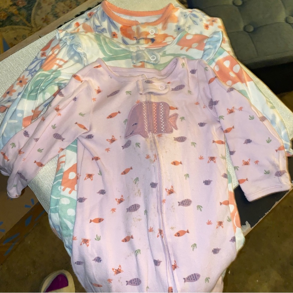 3 Carters infant girls sleepers